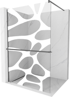 Mexen Kioto+ tuš stijena s policom Walk-in 130 x 200 cm, bijeli val, gun metal - 800-130-121-95-97