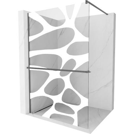 Mexen Kioto+ Duschwand mit Regal Walk-in 140 x 200 cm, weiße Welle, Gun Metal - 800-140-121-95-97