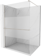 Mexen Kioto+ staklena pregrada s policom Walk-in 130 x 200 cm, prozirna/mrazna, brušeni nikal - 800-130-121-97-35