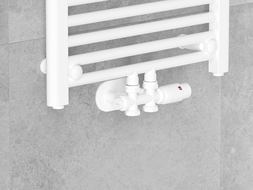 Mexen hoek-/rechte radiatorkraan, Duplex, DN50, wit - W908-000-20