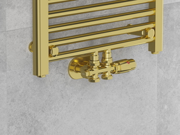 Mexen hoek-/rechte radiatorklep, Duplex, DN50, goud - W908-000-50
