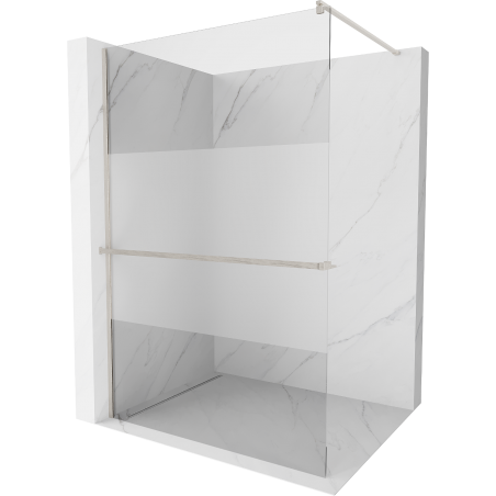 Mexen Kioto+ paroi de douche avec étagère Walk-in 140 x 200 cm, transparent/verre dépoli, nickel brossé - 800-140-121-97-35