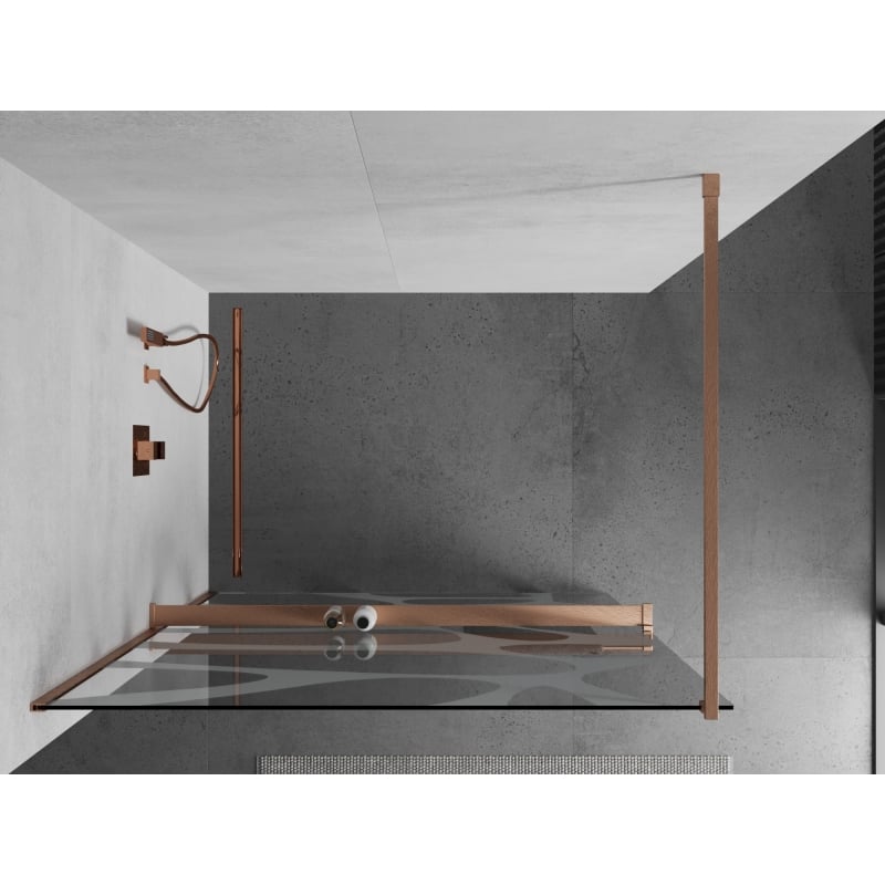 Mexen Kioto+ dušisein riiuliga Walk-in 70 x 200 cm, valge laine, harjatud vask - 800-070-121-65-97