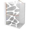 Mexen Kioto+ ścianka prysznicowa z półką Walk-in 90 x 200 cm, biały wzór, miedź szczotkowana - 800-090-121-65-97