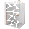 Mexen Kioto+ paroi de douche avec porte Walk-in 120 x 200 cm, motif blanc, laiton brossé - 800-120-121-65-97