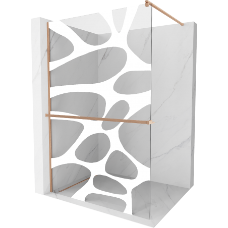 Mexen Kioto+ shower wall with shelf Walk-in 130 x 200 cm, white wave, brushed copper - 800-130-121-65-97