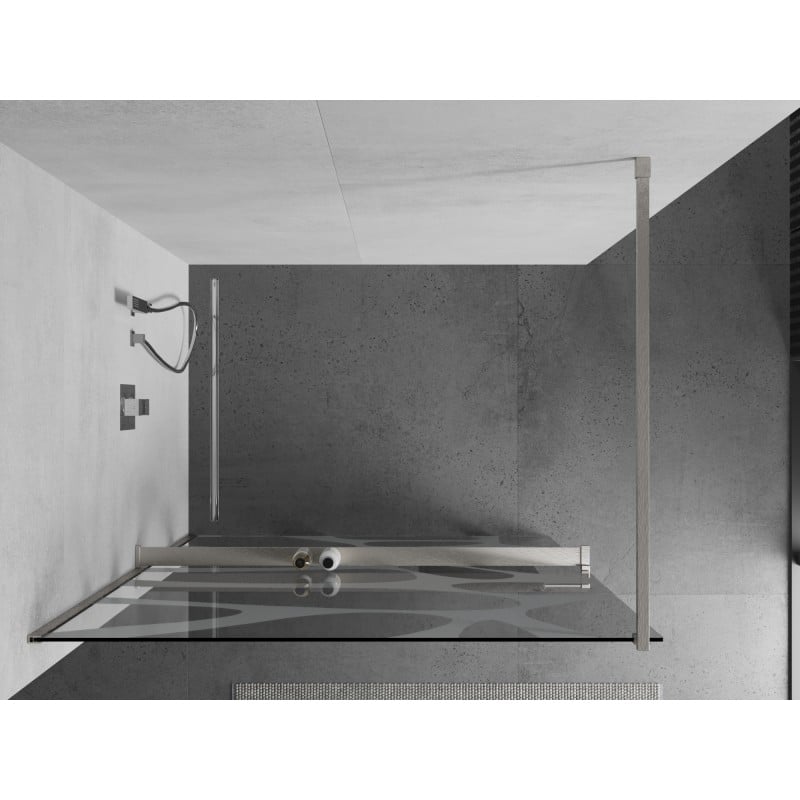 Mexen Kioto+ ścianka prysznicowa z półką Walk-in 100 x 200 cm, biała fala, nikiel szczotkowany - 800-100-121-97-97
