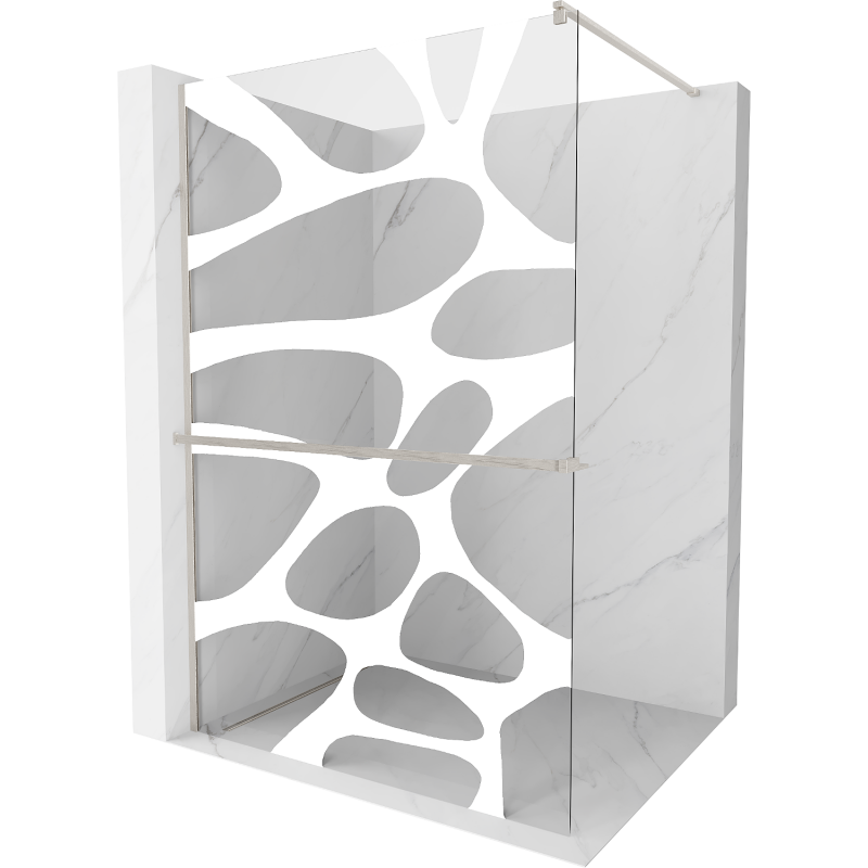 Mexen Kioto+ douchewand met plank Walk-in 120 x 200 cm, witte golf, geborsteld nikkel - 800-120-121-97-97