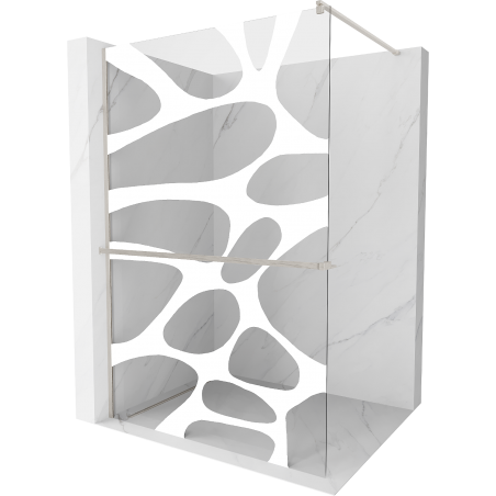 Mexen Kioto+ Duschwand mit Regal Walk-in 120 x 200 cm, weiße Welle, gebürsteter Nickel - 800-120-121-97-97