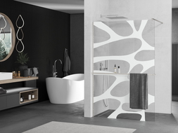 Mexen Kioto+ paroi de douche avec étagère Walk-in 120 x 200 cm, motif blanc, nickel brossé - 800-120-121-97-97
