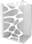 Mexen Kioto+ suihkuseinä hyllyllä Walk-in 140 x 200 cm, valkoinen aalto, harjattu nikkeli - 800-140-121-97-97