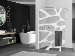 Mexen Kioto+ Duschwand mit Ablage Walk-in 140 x 200 cm, weiße Welle, gebürsteter Nickel - 800-140-121-97-97