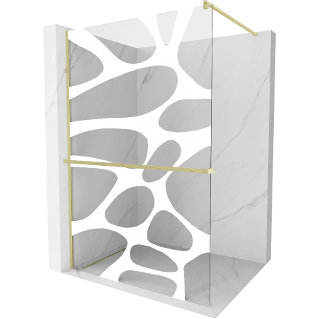 Mexen Kioto+ walk-in dušisein riiuliga 100 x 200 cm, valge lainetus, kuldne harjatud - 800-100-121-55-97