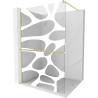 Mexen Kioto+ mampara de ducha con estante Walk-in 110 x 200 cm, ola blanca, oro cepillado - 800-110-121-55-97