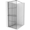 Mexen Kioto+ douchewand met plank Walk-in 70 x 200 cm, zwart raster, geborsteld gun gray - 800-070-121-66-77