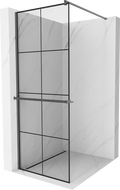 Mexen Kioto+ tuš zida s policom Walk-in 70 x 200 cm, crni uzorak, četkano gunmetal sivo - 800-070-121-66-77
