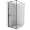 Mexen Kioto+ paroi de douche avec étagère Walk-in 90 x 200 cm, grille noire, gris fusil brossé - 800-090-121-66-77