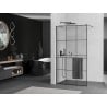 Mexen Kioto+ shower wall with shelf Walk-in 110 x 200 cm, black grid, gun gray brushed - 800-110-121-66-77