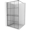 Mexen Kioto+ shower wall with shelf Walk-in 120 x 200 cm, black grid, brushed gun gray - 800-120-121-66-77