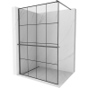 Mexen Kioto+ douchewand met plank Walk-in 140 x 200 cm, zwart raster, geborsteld pistoolgrijs - 800-140-121-66-77