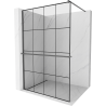 Mexen Kioto+ walk-in shower wall with shelf 130 x 200 cm, black grid, gun metal - 800-130-121-95-77