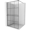 Mexen Kioto+ Walk-in Shower Wall with Shelf 120 x 200 cm, Black Grid, Gun Metal - 800-120-121-95-77
