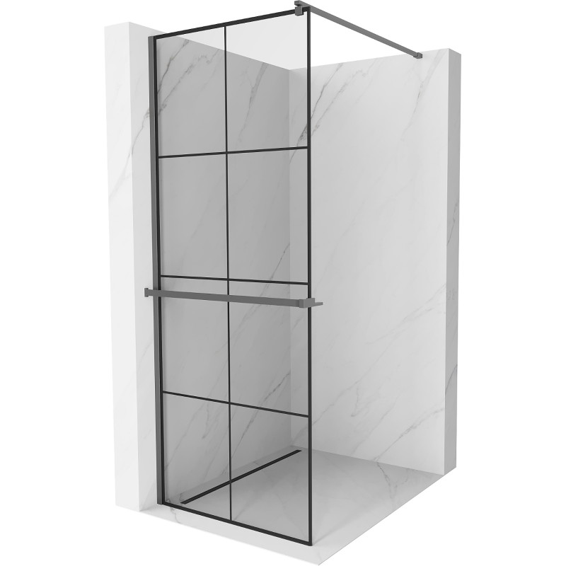 Mexen Kioto+ dušisein riiuliga Walk-in 70 x 200 cm, must võre, gun metal - 800-070-121-95-77
