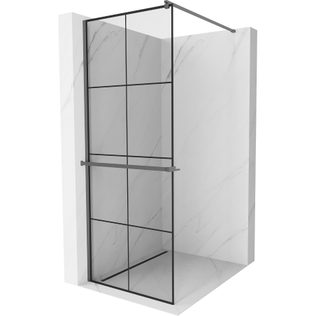 Mexen Kioto+ dušisein riiuliga Walk-in 70 x 200 cm, must võre, gun metal - 800-070-121-95-77
