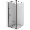 Mexen Kioto+ shower wall with Walk-in shelf 70 x 200 cm, black grid, gun metal - 800-070-121-95-77