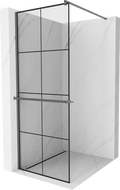 Mexen Kioto+ zidni panel s policom Walk-in 70 x 200 cm, crna rešetka, gun metal - 800-070-121-95-77