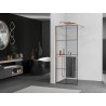 Mexen Kioto+ dušisein riiuliga Walk-in 90 x 200 cm, must ruudustik, harjatud vask - 800-090-121-65-77