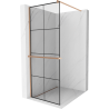 Mexen Kioto+ douchewand met plank Walk-in 80 x 200 cm, zwart raster, geborsteld koper - 800-080-121-65-77