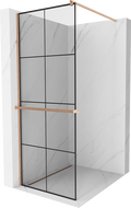 Mexen Kioto+ walk-in tuš pregrada s policom 80 x 200 cm, crna mreža, brušeni bakar - 800-080-121-65-77