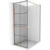 Mexen Kioto+ shower wall with shelf Walk-in 70 x 200 cm, black grid, brushed copper - 800-070-121-65-77