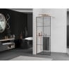 Mexen Kioto+ shower wall with shelf Walk-in 70 x 200 cm, black grid, brushed copper - 800-070-121-65-77
