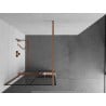 Mexen Kioto+ zidna staklena ploča za tuš s policom Walk-in 70 x 200 cm, crna mreža, brušena bakar - 800-070-121-65-77
