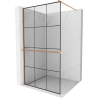 Mexen Kioto+ shower wall with shelf Walk-in 110 x 200 cm, black grid, brushed copper - 800-110-121-65-77