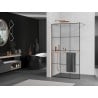 Mexen Kioto+ shower wall with shelf Walk-in 110 x 200 cm, black grid, brushed copper - 800-110-121-65-77