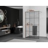 Mexen Kioto+ dušisein riiuliga Walk-in 100 x 200 cm, must ruudustik, harjatud vask - 800-100-121-65-77