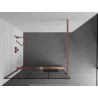 Mexen Kioto+ dušisein riiuliga Walk-in 100 x 200 cm, must ruudustik, harjatud vask - 800-100-121-65-77