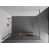 Mexen Kioto+ ścianka prysznicowa z półką Walk-in 130 x 200 cm, czarna kratka, miedź szczotkowana - 800-130-121-65-77