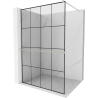 Mexen Kioto+ douchewand met plank Walk-in 140 x 200 cm, zwart raster, geborsteld nikkel - 800-140-121-97-77