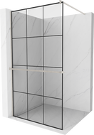 Mexen Kioto+ zidni panel za tuš s policom Walk-in 110 x 200 cm, crna mreža, brušeni nikal - 800-110-121-97-77