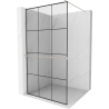 Mexen Kioto+ Duschwand mit Ablage Walk-in 100 x 200 cm, schwarzes Gitter, gebürsteter Nickel - 800-100-121-97-77