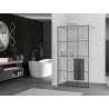 Mexen Kioto+ Duschwand mit Ablage Walk-in 100 x 200 cm, schwarzes Gitter, gebürsteter Nickel - 800-100-121-97-77
