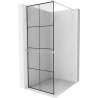 Mexen Kioto+ Walk-in Shower Wall with Shelf 80 x 200 cm, Black Pattern, Brushed Nickel - 800-080-121-97-77