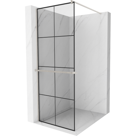 Mexen Kioto+ douchewand met plank Walk-in 70 x 200 cm, zwart raster, geborsteld nikkel - 800-070-121-97-77
