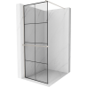 Mexen Kioto+ douchewand met plank Walk-in 70 x 200 cm, zwart raster, geborsteld nikkel - 800-070-121-97-77