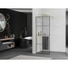 Mexen Kioto+ shower wall with shelf Walk-in 80 x 200 cm, black grid, brushed gold - 800-080-121-55-77