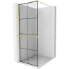 Mexen Kioto+ shower wall with shelf Walk-in 90 x 200 cm, black grid, brushed gold - 800-090-121-55-77